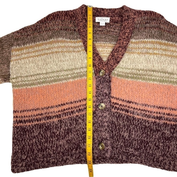Velvet Graham & Spencer Lara Alpaca Wool Blend Button Front Cardigan in Multi L - Picture 7 of 14